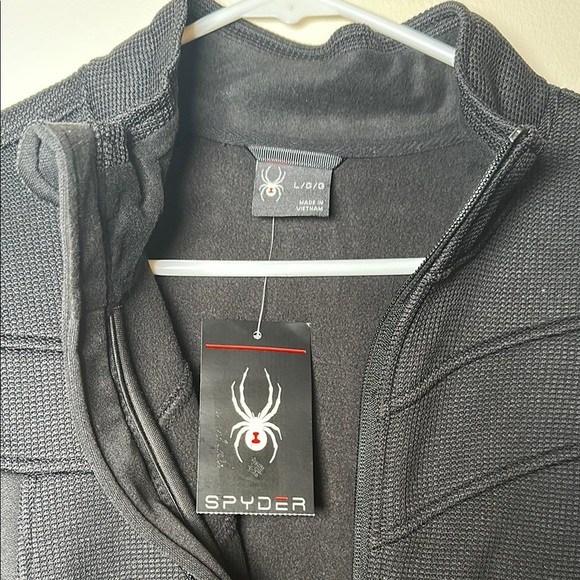 Spyder Black Zip-Up Textured Fabric and High Collar - Picture 2 of 7